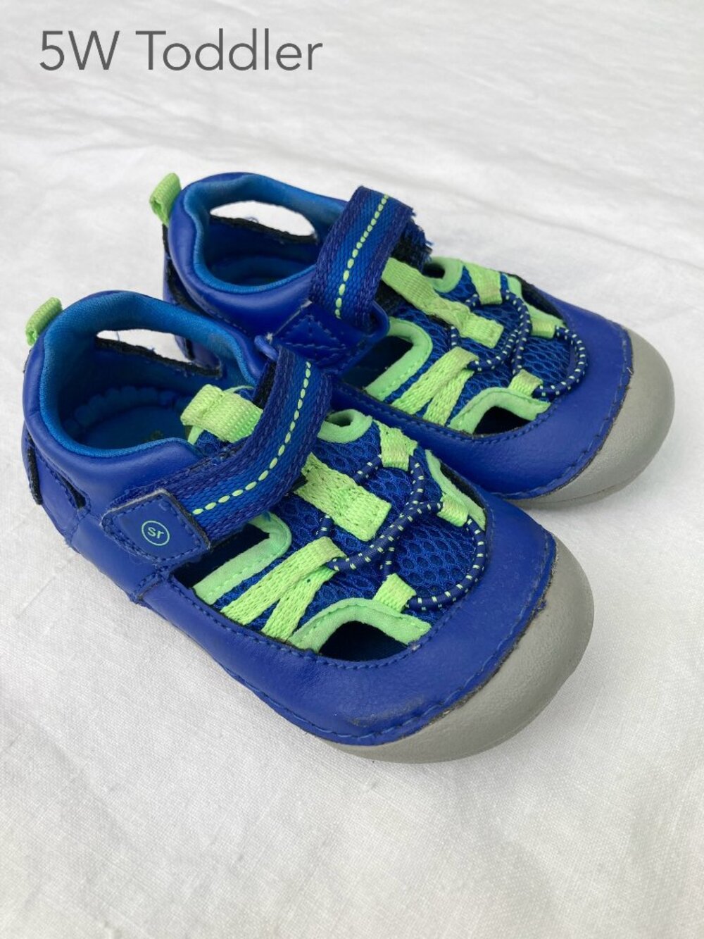 Stride Rite Blue and Lime Green Toddler Sandals
